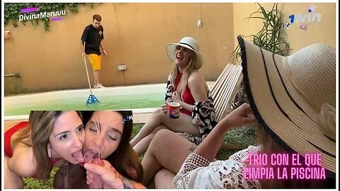 Two Beautiful Argentines Have A Threesome With The Boy Who Cleans The Pool
