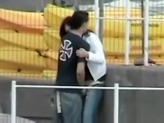 Hooking up with his girlfriend in public