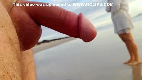 Public erection CFNM beach encounter between lady and male exhibitionist