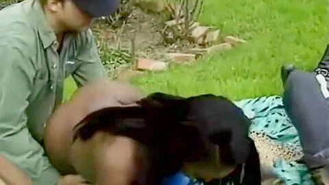Gets Double Teamed And An Anal Creampie - Menage Trois
