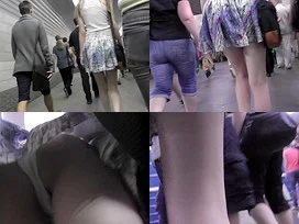 Upskirting filmed the skinny ass of a auburn gal