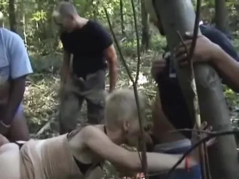 french slutty granny gangbanged outdoors