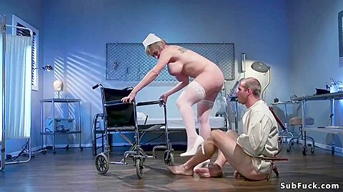 Huge tits MILF nurse anal fucks man