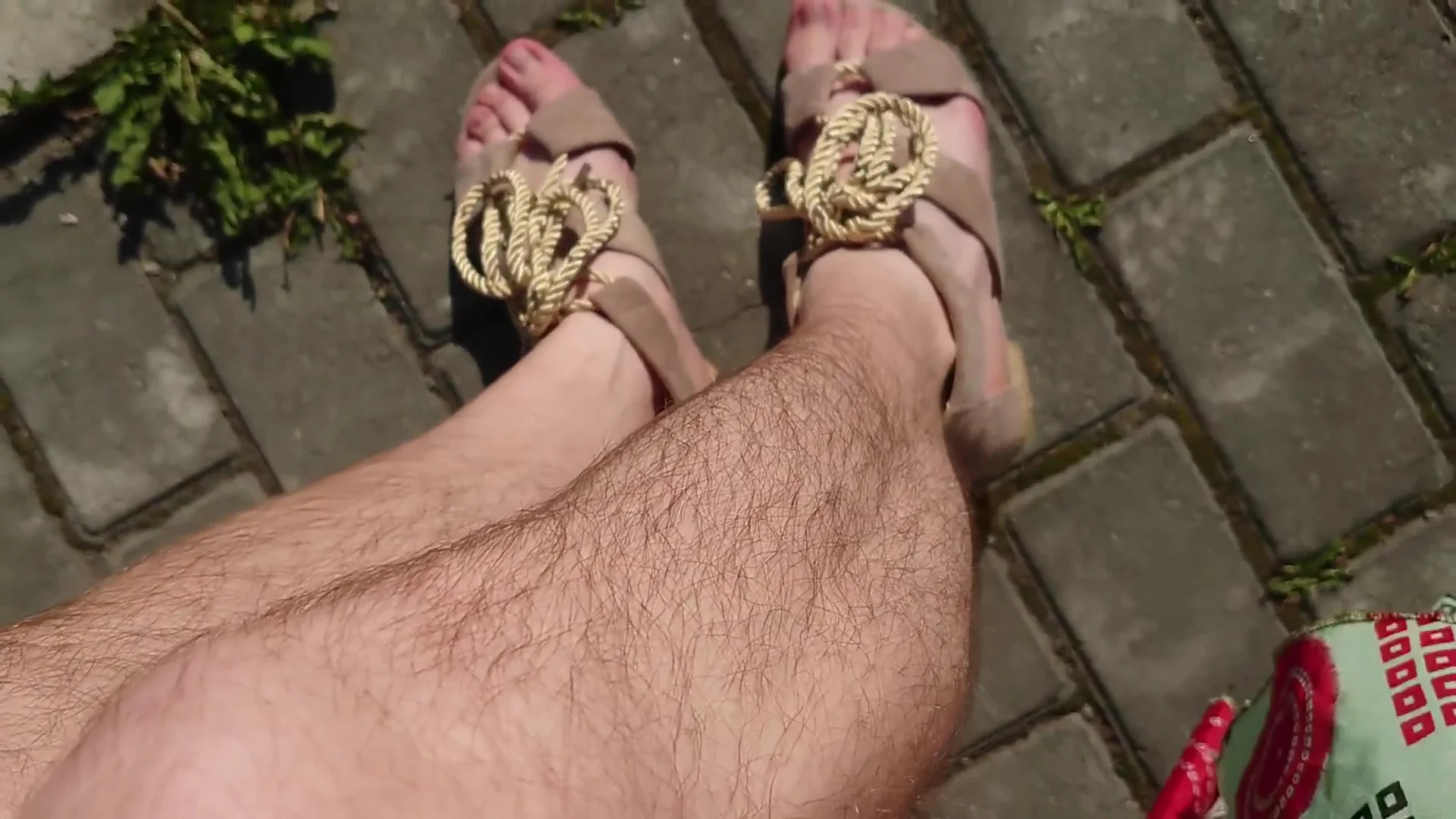 Fit teen 18+ Shows Hairy Legs And Pussy In Public Place