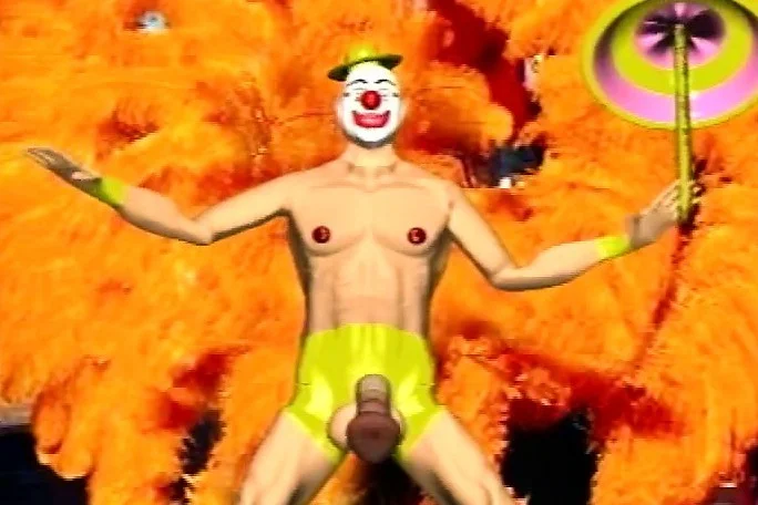 Animated cartoon with circus performers showing their large dicks