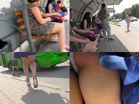Hot skinny ass upskirt video of a brunette in public