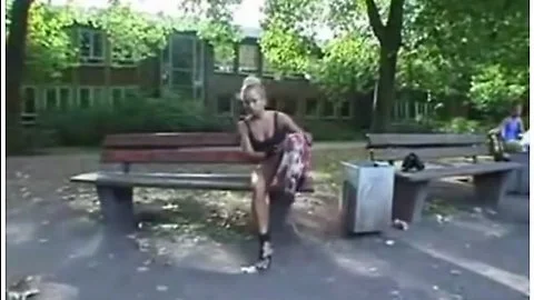 Nervous Naked Model Tied Up Outdoors