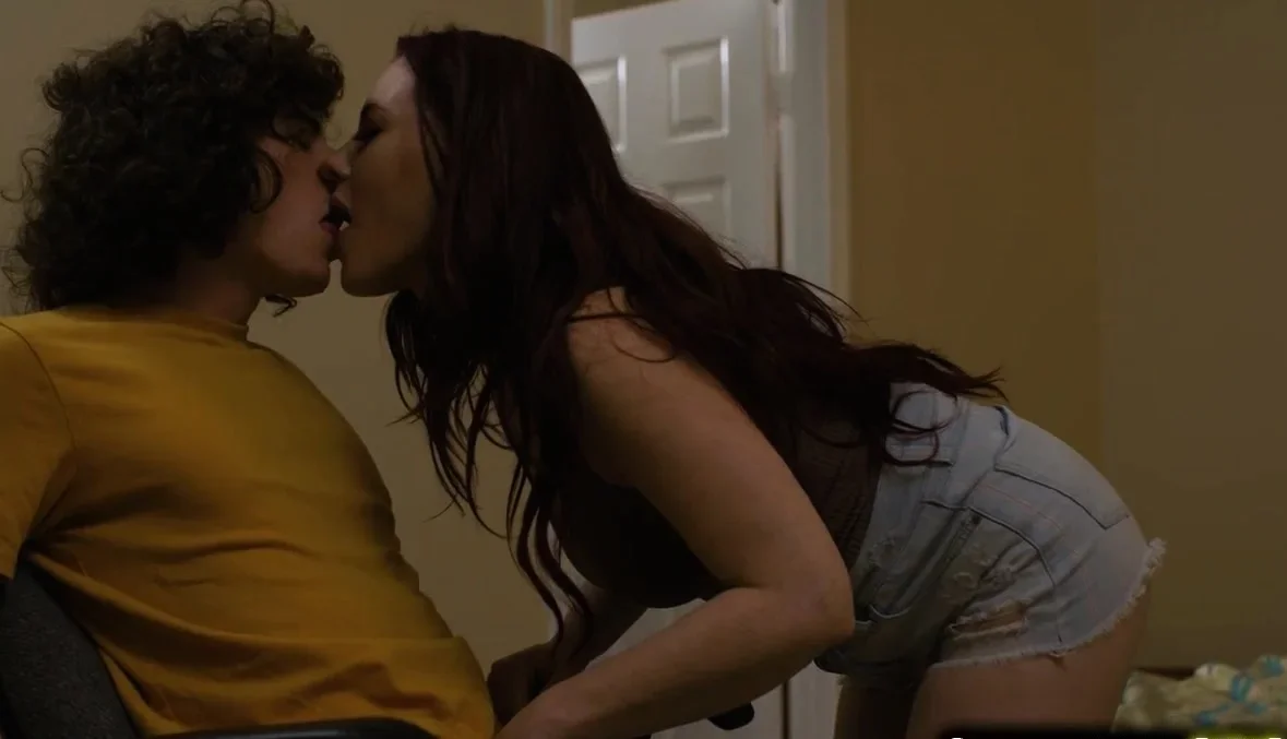Redhead Stepmom seducing then giving stepson blowjob