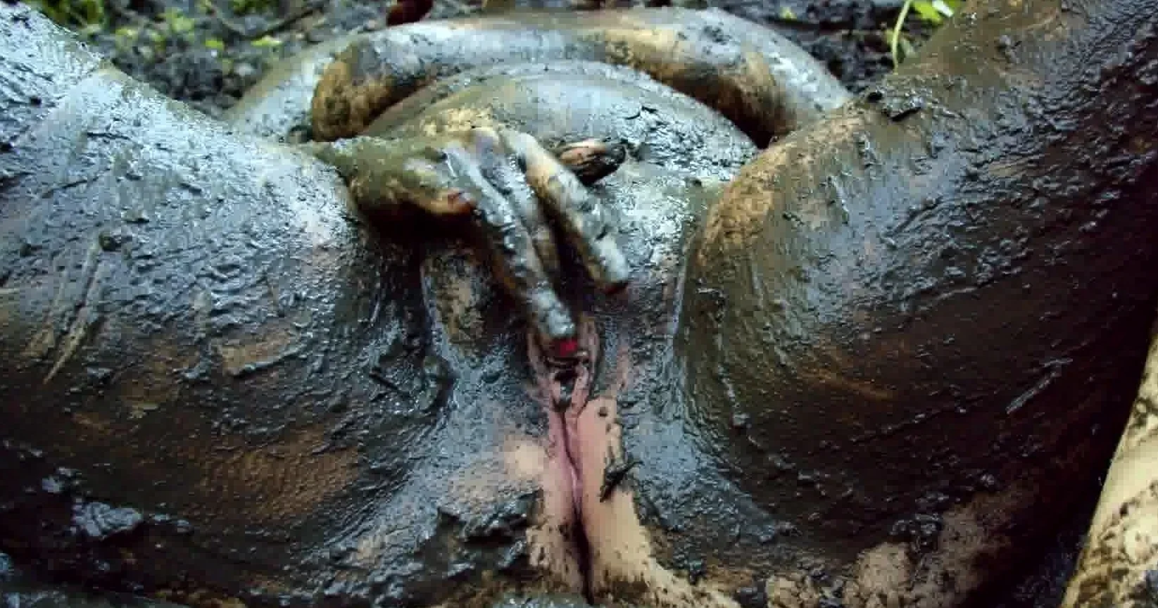 Red Riding Hood masturbates in forest mud