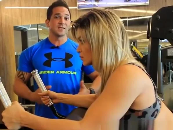 Fit chick in tight sports outfit
