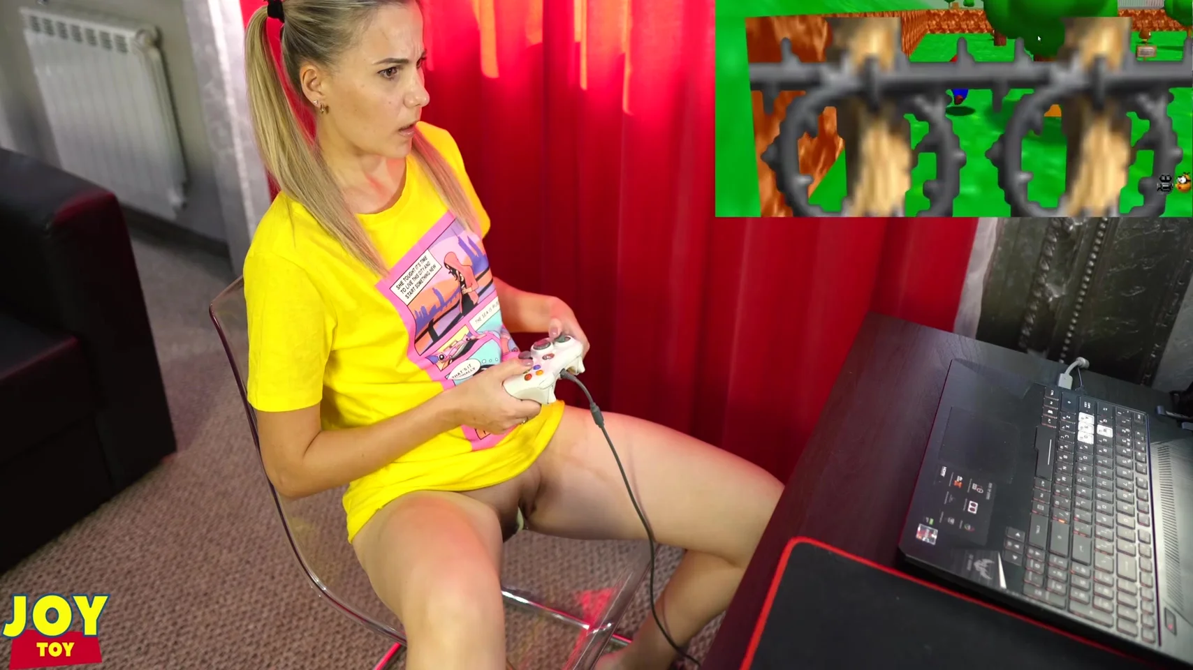 Letsplay Retro Game With Remote Vibrator In My Pussy - Orgasmario By 13 Min With Letty Black