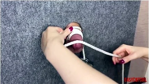 Mistress Tightly Tied The Slaves Cock And Balls By Hanging A Load On Them Easycbtgirl With Verified Amateurs