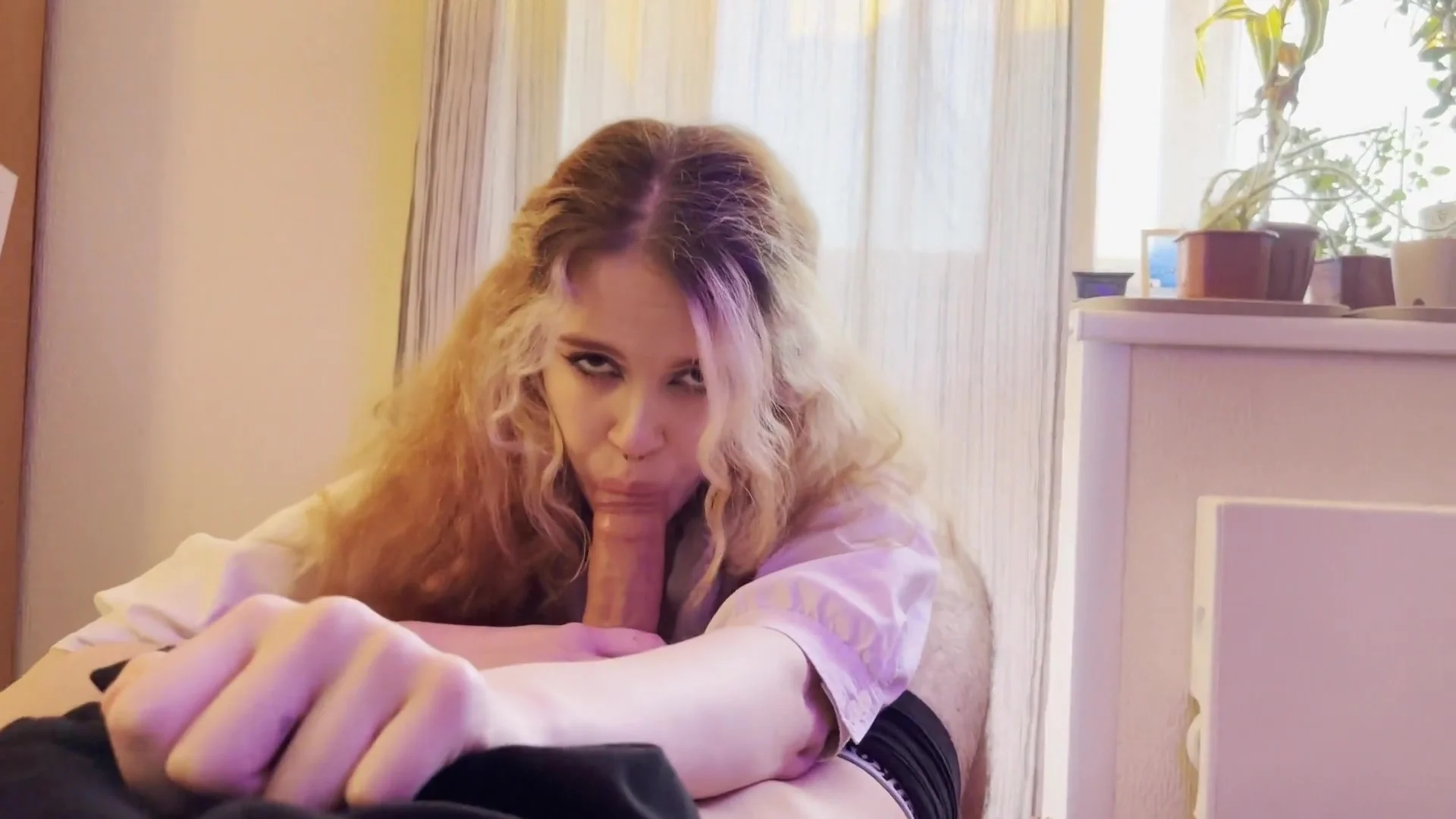 The Horny Curly-haired Bitch Came Back For More And Couldnt Resist Giving Me A Blowjob!