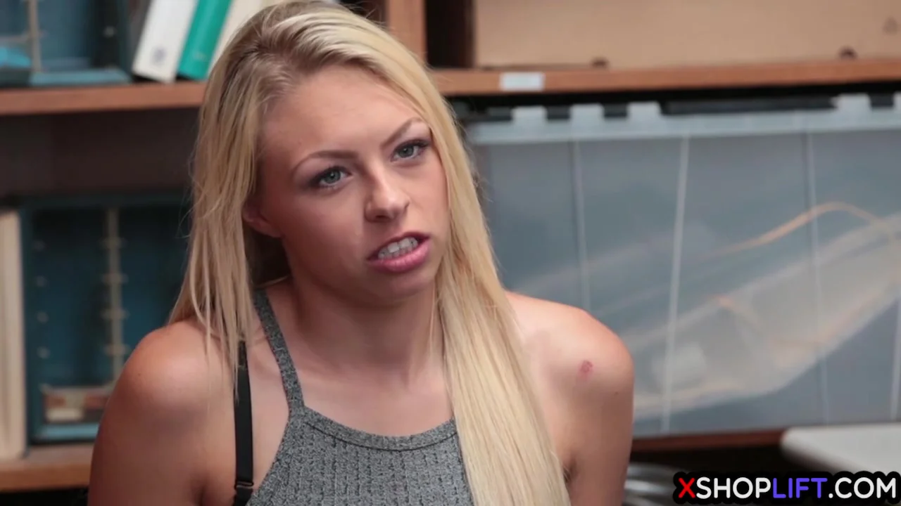 Blonde teen 18+ Thief Suspected And Fucked By A Security Gu