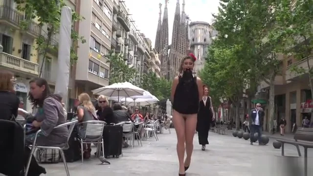 Butt naked slave walked in the park