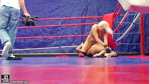 Brandy Smile performed a nude fighting with a sexy babe