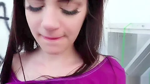 Petite babe Piper June flashes tits and ass for cash