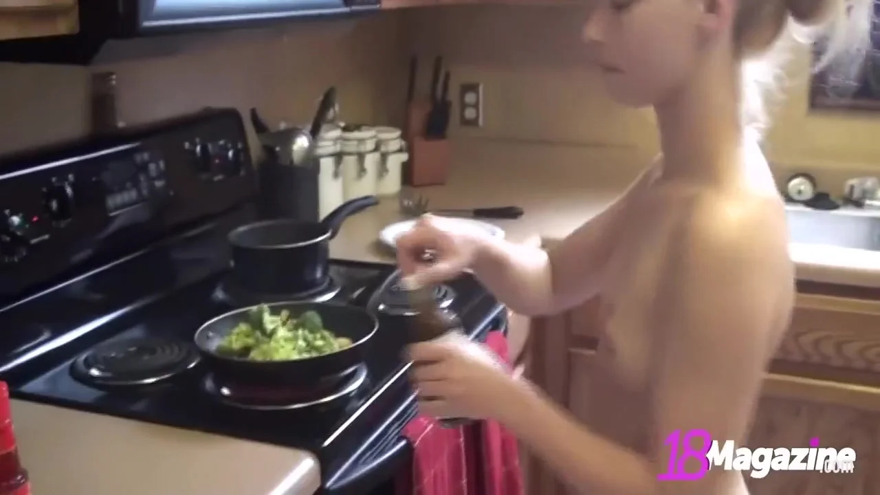Emi Clear - Sweet Flat Chested Blondie Cooks Something For You Nude! 10 Min