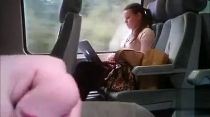 Jerking off to a pretty lady on a train