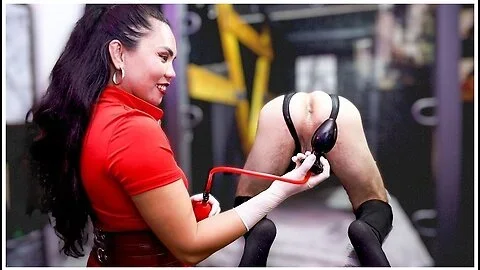 Domina Fire - Anal Stretching Her Slave With Inflatable Buttplug