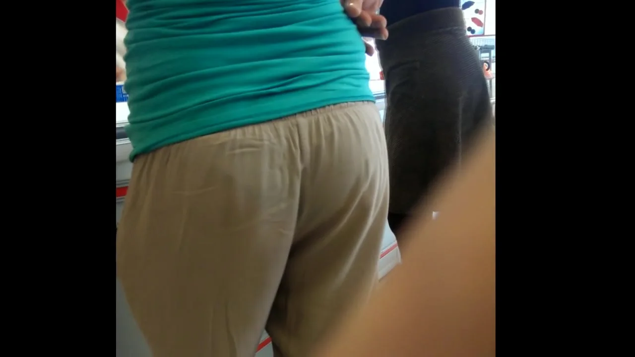 milf in a slightly transparent pants (see through)