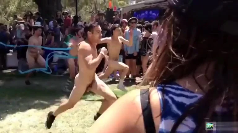 Popular nudist race footage in slow motion