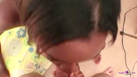 This Sweet Black Chick Will Not Stop Sucking His Big White Cock Until It
