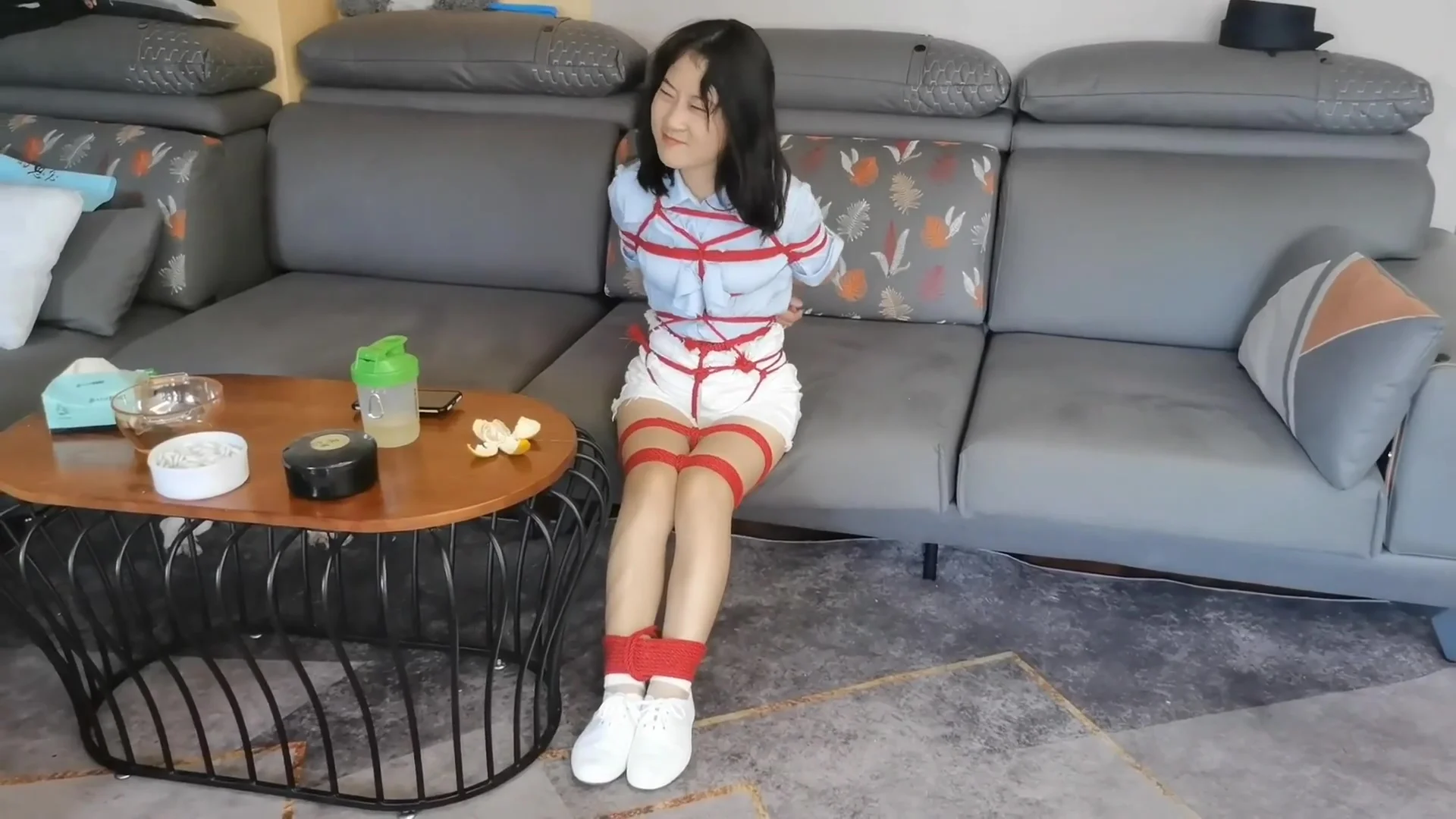 Chinese Girl Bondage With White Shoes