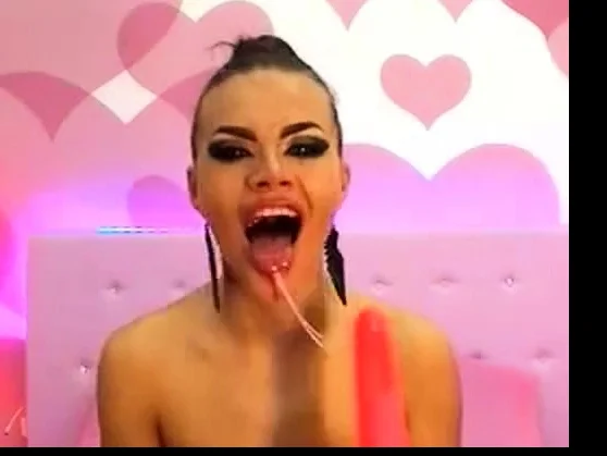 Pink dildo deepthroating by a hot chick DTD