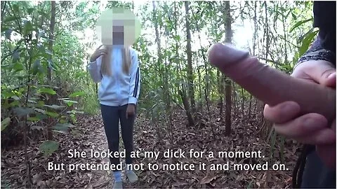 Dick Flash In Forest: Sporty Milf Caught Me Jerking Off And Laughs At My Huge Cumshot