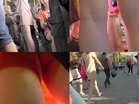 A-line skirt on the skinny ass in upskirt porno
