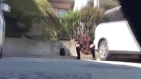 Asian teen 18+ squats to piss in public