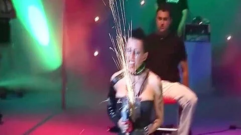 extreme bizarre fetish show on public stage