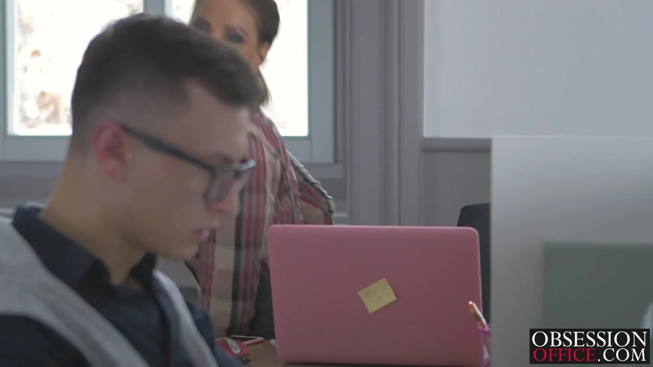 Nerdy Charlie joins a gorgeous Tyra for an office quickie