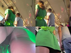 Sexy g-string upskirt video of a stunning redhead