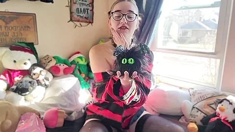 Little Slut Stuffs Her Pussy With Big Dildo + Fan Gift Unboxing