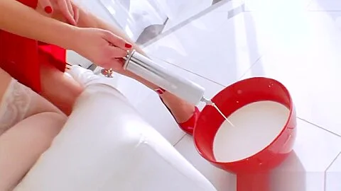 Colonique fetish lesbian squirting milk
