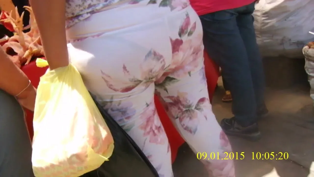 Mature transparent leggings in public market