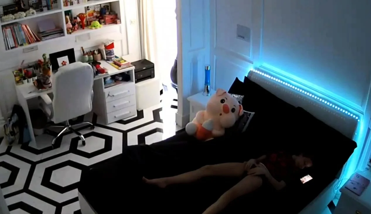 IPCAM - Skinny French girl masturbates alone