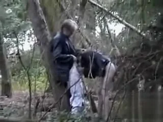Amateur blowjob video filmed way out in the woods