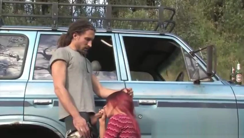 Nasty real redhead babe sucks on dick