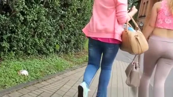 Blonde girl in tight pants