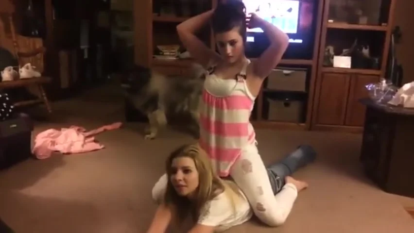 Homemade Jeans Wrestling Catfight in the Living Room