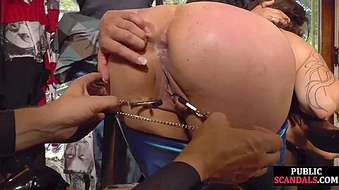 Public babe gets doggystyled and ass fucked outdoors