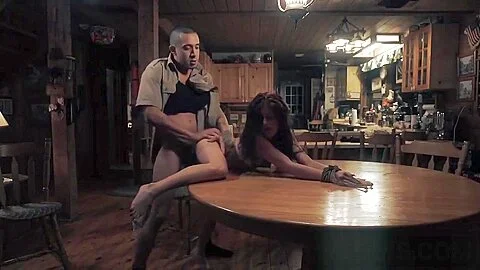 Sexy teen 18+ Sally Squirtz bends over and gets pussy dominated by strong tattooed guy