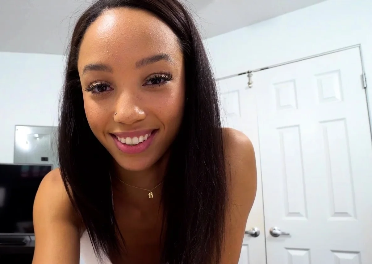 Petite ebony stepsis sucking hard cock