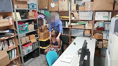 Black teen 18+ shoplifter banged by security to avoid the police