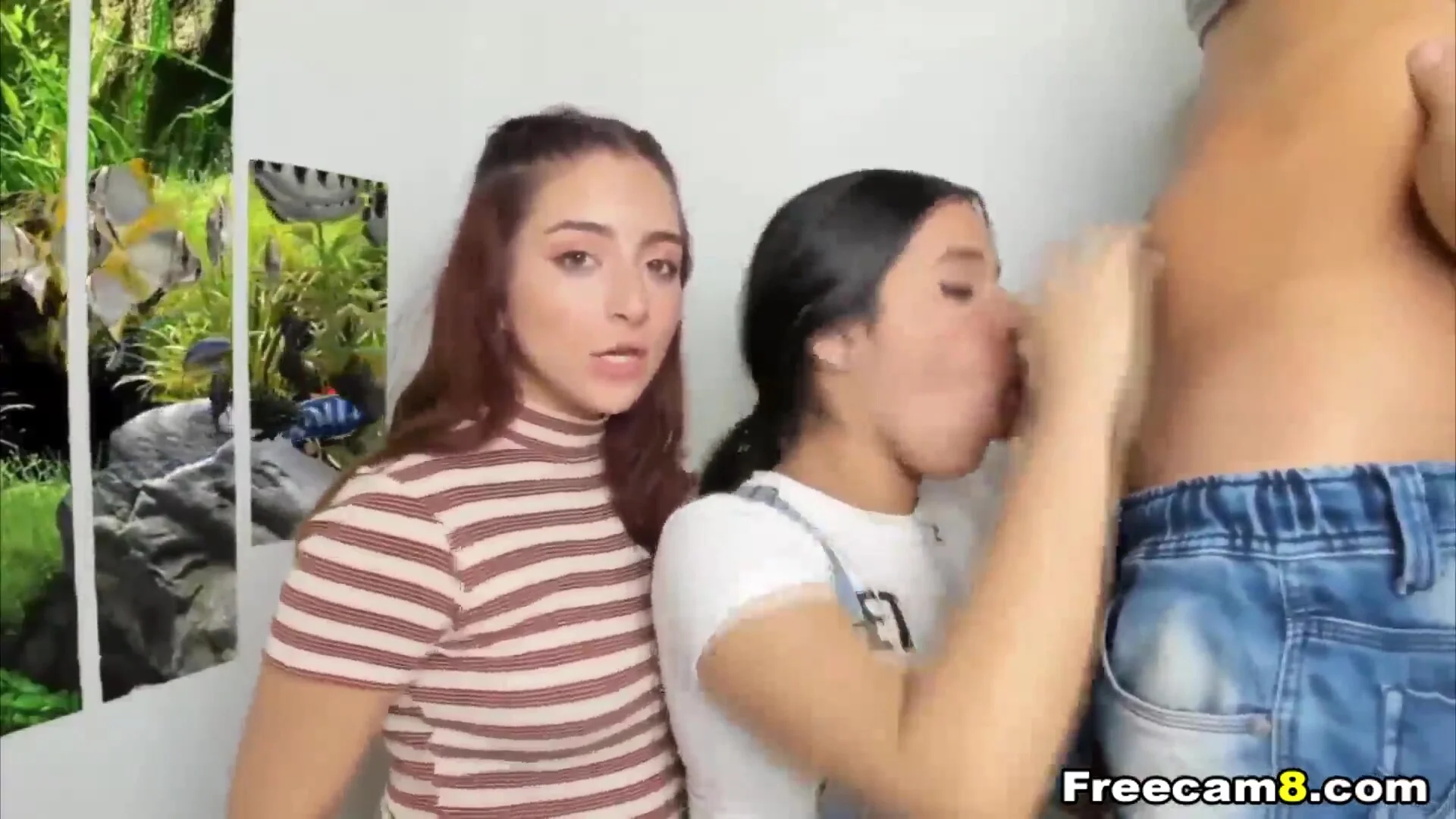 Two teens 18+ Get Horny with One Guy