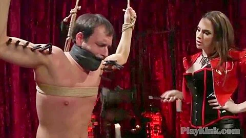 Hot Domina Fooling Around With Her Tied Slave