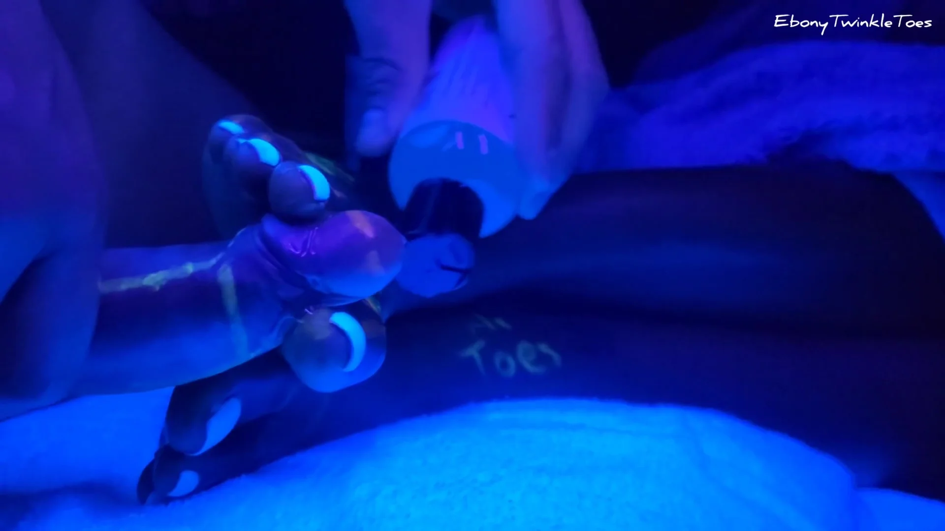 Black Light Feet Fun With Huge Cumshot